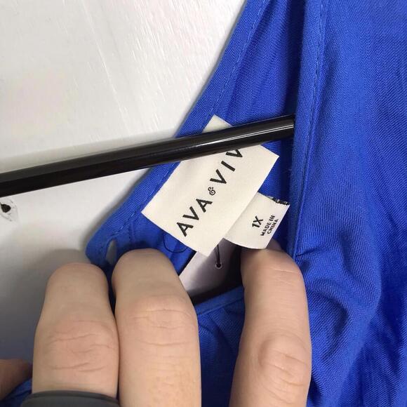 Ava Viv Dress Womens 1X Colorblock Colorful Pockets Cotton New Sundress - Picture 7 of 11